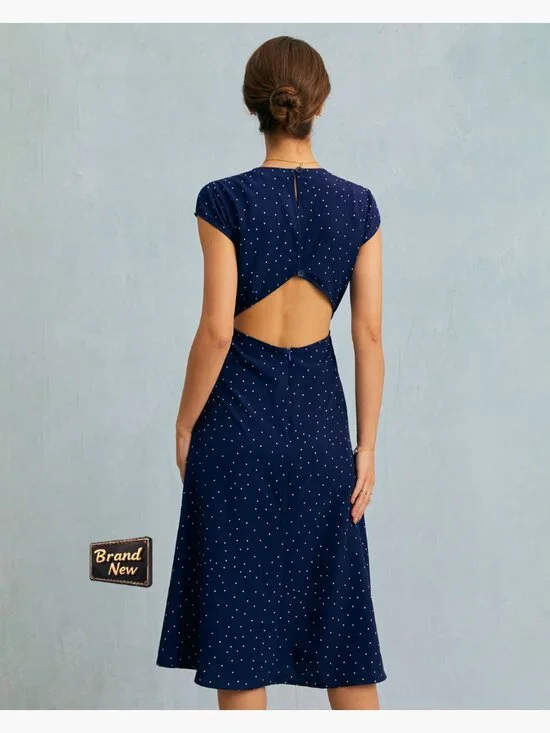 Summer Casual Mini Dress with Side Slit and Boat Neck - Picture 6 of 6